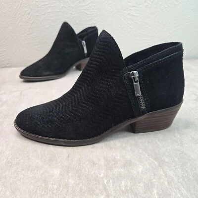 Botas al Tobillo Lucky Brand para Mujer 7.5 Negro Gamuza Minimalista Western Cremallera Moto Botín Foto 1 de 4