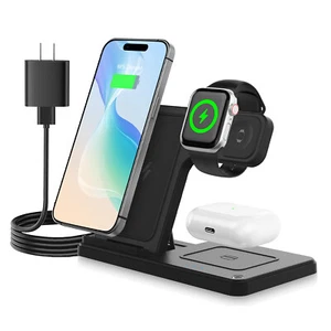 3 in 1 Wireless Charger Station For Apple Watch Air Pods iPhone 16 15 14 13 12 X - Picture 1 of 6
