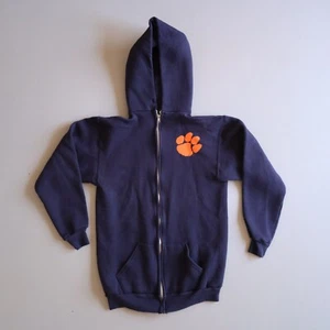 Vtg Hoodie Youth Large Russell Athletic Jacket Sweatshirt Clemson Tigers USA Zip - Picture 1 of 4