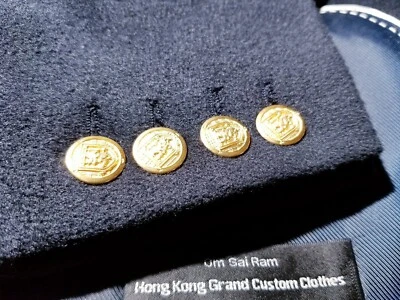 Vtg 46R Bespoke Navy Blue Cashmere Gold Buttons Jacket Blazer Sport Coat NWOT  - Image 1 of 4