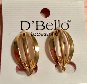 D’ Bello NWT Gold Tone Open Oval Clip On Earrings - Picture 1 of 12