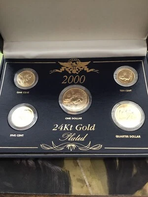 2000 United States Mint Proof Five (5) Coin Set 24kt Gold-Plated - Image 1 of 4