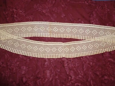 Antique Crochet Lace Pillowcase Trim filet lace Sewing Decor Period Costume - Image 1 of 2