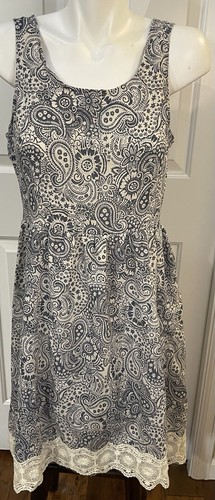 OFF WHITE Abito Anthropologie Doe & Rae donna grande senza maniche grigio blu bianco sporco