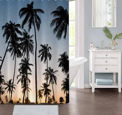 Palm Trees At Sunset Fabric Shower Curtain - Image 1 of 4
