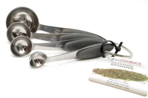 Chef Select Stainless Steel Measuring Spoon Set with Soft Grip Handle - Picture 1 of 4