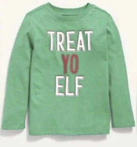 Old Navy Toddler 12-18 Months ~ Treat Yo Elf ~ Green Long Sleeve T-Shirt Tee NWT - Picture 1 of 1