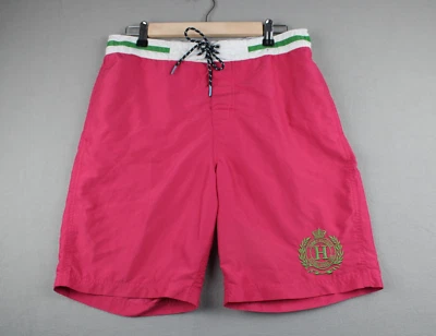 Vintage Tommy Hilfiger Men’s Swim Trunks Pink Gold Logo Board Shorts Medium - Image 1 of 4