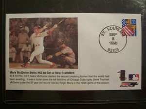 MLB Postmark Envelope: MARK McGWIRE 62nd Home Run [September 8, 1998]-MT1 L@@K! - Picture 1 of 1