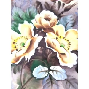 Ucago T Sokie MCM Hand Painted Plate Yellow Rose Bouquet Gilded Edge 8" - Picture 1 of 5