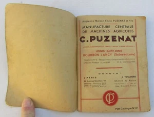 Catalogue Machine Agricole Puzenat - 1937 - 75 pages nouveauté Machine Agricole - Imagen 1 de 6