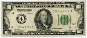 1928 $100 ONE HUNDRED DOLLAR BILL CLEVELAND OH AU JFJ 28 - Picture 1 of 2