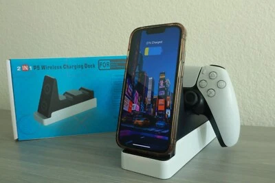 Base de carga para controlador inalámbrico PS5 con carga de teléfono 2 en 1 Foto 1 de 4