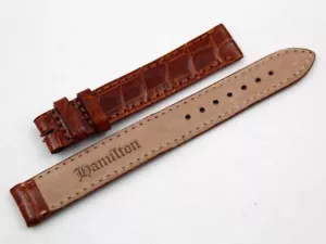 Hamilton Brown Glossy Strap 13 Buckle 12 Crocodile Print New - Picture 1 of 4