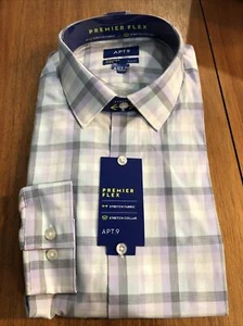 Apt.9 Button Up Shirt Purple Large Mens 16-16.5 32/33 Slim Fit $45 (apt-2121) - Picture 1 of 4