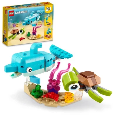 LEGO Creator Dolphin and Turtle 31128 Toy Block Present Animal Animal Boys Girls - Image 1 of 4