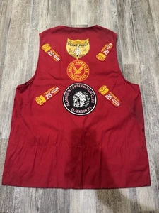 Vintage Red Game Winner Sportswear Hunting COLLECTORS NY/Trap/NRA Patches Mens L - Picture 1 of 16