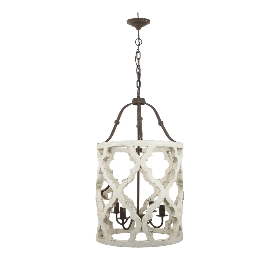 Joliette 4 Light Wood Chandelier, White White - Image 1 of 4