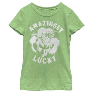 Girl's Marvel St. Patrick's Day Spider-Man Lucky Clover T-Shirt - Picture 1 of 22