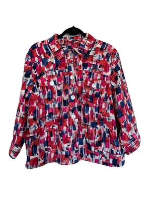 Ruby Rd 18W Blazer Shell Button Lined Jacket Red Blue Taupe Pink White - Image 1 of 4