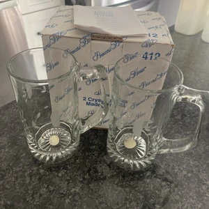 Lot of 2, Crystal Glass 412 PRINCESS HOUSE HERITAGE 12 oz Beer Mugs 5.5" NIB - Picture 1 of 5