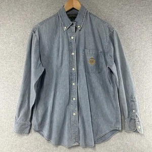 Vintage Lauren Ralph Lauren Herren Wappen bestickt Logo Hongkong Denim Hemd (S) - Bild 1 von 8