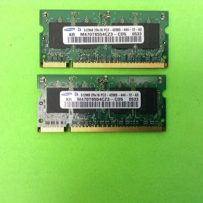 Set of (2) Samsung M470T6554CZ3-CD5 512MB PC2-4200S-444 (1GB Total) RAM Memory - Image 1 of 2