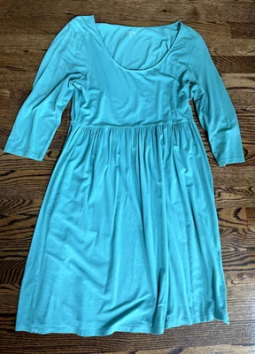 Garnet Hill Turquoise Soft Knit Babydoll Tunic Dress size XS - Empire Waist - Image 1 of 4