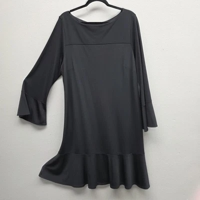 INC International Concepts Dress Womens 2X Black Bell Sleeve Ruffle Hem Tunic - Image 1 of 4