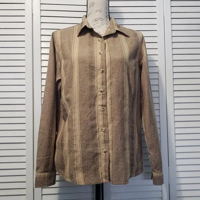 Camisa informal con botones Columbia para mujer talla grande a rayas floral manga larga Foto 1 de 4