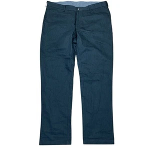 New Louis Philippe Golf Chinos Mens 36x31 Green Pinstripe Linen Blend Slim Pants - Picture 1 of 8