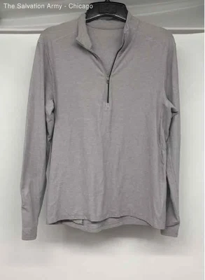 Lululemon Para Hombres Gris Manga Larga 1/2 Bolsillos con Cremallera Ropa Activa Pullover Top Talla M Foto 1 de 4