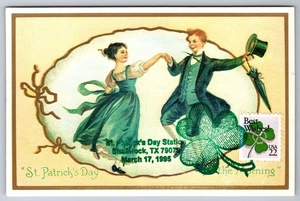 #2271 Best Wishes Four Leaf Clover Maxi Card St Patricks Day Pict Cancel - Picture 1 of 2