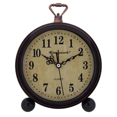 Vintage Analog Alarm Clock, 5.25 inch Small Silent Desk Clock with Night Light, - Image 1 of 4