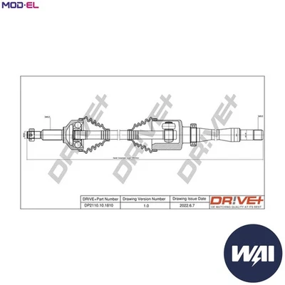 DRIVE SHAFT DP2110.10.1810 FOR FORD TRANSIT/V363/Bus/Platform/Chassis/Van/V362 - Image 1 of 4