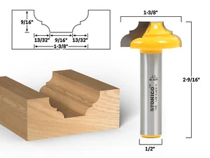 1-3/8" Dia. CNC Cabinet Door Rail & Stile Router Bit - 1/2" Shank - Yonico 13026 - Picture 1 of 3