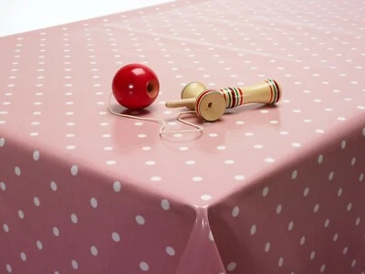 Dotty Rose Pink Polka Dot Wipe Clean PVC Oilcloth Tablecloth; Rectangle, Round - Image 1 of 4