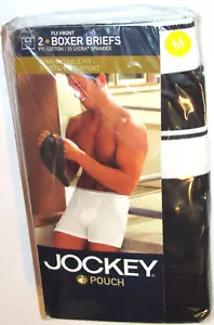 MEN'S JOCKEY POUCH FLY FRONT BLACK BOXER BRIEFS! 2 PAIR! 97% COTTON! 2007! MED - Picture 1 of 10