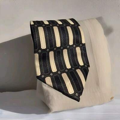 Corbata de cuello Giorgio Brutini Collezione para hombre 57" de largo 4" de ancho negra dorada marfil marrón  Foto 1 de 4