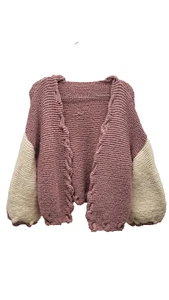 HANDMADE sz L ? CARDIGAN KNITTED KNIT WOOLEN CHUNKY SWEATER DESIGNER BOLERO NEW - Picture 1 of 4