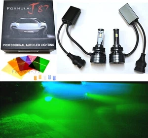 LED Kit F15 140W H9 Green Two Bulbs Head Light High Beam Replacement Lamp - Picture 1 of 22