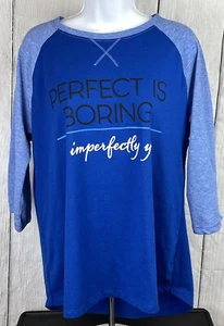 Athletic Works Damen 3/4 Arm blau Raglan Top "Perfekt ist langweilig" - Bild 1 von 9