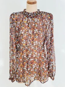DECJUBA Autumn Floral Print High Neck Top Size 12 / L EXCELLENT CONDITION - Picture 1 of 9