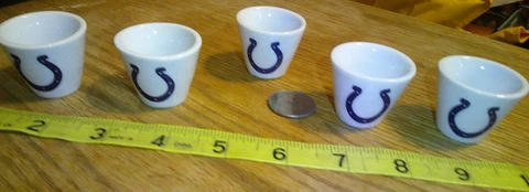 5 NFL FOOTBALL MINI PORCELAIN SHOT GLASS/cup Indianapolis Colts Cover
