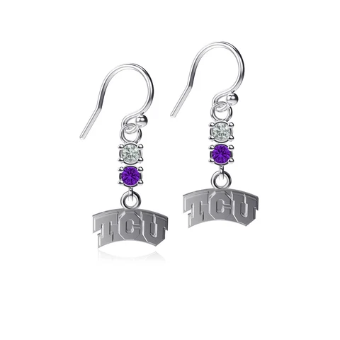 Dayna Designs TCU Horned Frogs Dangle Crystal Earrings Cover