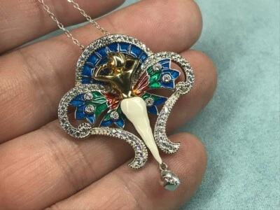 NOVO STS Chuck Clemência Prata Esterlina Esmalte Art Nouveau Lady Colar Broche - Imagem 1 de 4