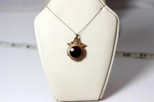Gold Plated Jet Intaglio Warrior Pendant Front Something in Back 1.25” – 10635 - Picture 1 of 5