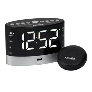 Alarm Clock Radio AM/FM Black USB LED Display Wireless Under Pillow Vibrator - Picture 1 of 5