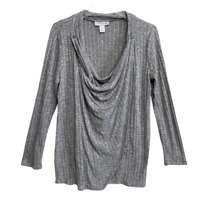 Top de enfermería maternidad maternidad para mujer talla mediana gris acanalado manga larga tejido Foto 1 de 4