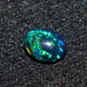 7x5 mm Natural Ethiopian Multi Fire Black Opal Oval Cabochon Loose Gemstone B-40 - Picture 1 of 3